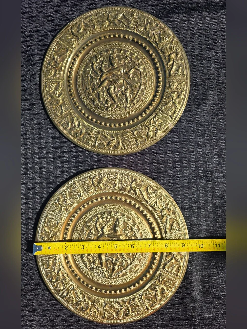 Vintage Indian Brass Wall Plates - Shiva & Ganesha (Set or Separate)